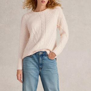 White Stuff Patchwork Cable Jumper